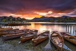 Keswick Launch at Sunset, Lake District National Park, Cumbria, England