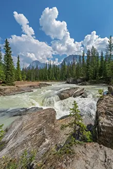 Pacific Coast Prints: The Kicking Horse River formed by the erosion of the limestone rock that created The Natural Bridge
