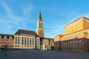 Opera House Prints: Kiel Town Hall Tower and Kiel Opera House at Rathausplatz