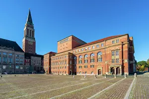 Kiel Town Hall Tower and Kiel Opera House at Rathausplatz, Kiel, Schleswig-Holstein, Germany