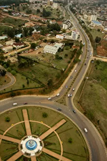 Rwanda Gallery: Kigali, Rwanda. A carefully modelled roundabout marks the beginning of the airport road