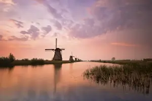 Mill Prints: Kinderdijk, Netherlands The windmills of Kinderdijk resumed at sunrise