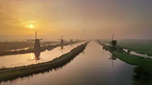Kinderdijk Prints: Kinderdijk at Sunrise, Holland, Netherlands