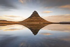 Long Exposure Prints: Kirkjufell mount reflected in a little lagoon during a winter sunrise