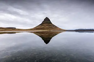 Kirkjufell Prints: Kirkjufell Mountain reflects itself on the Atlantic waters in Snaefellsnes peninsula