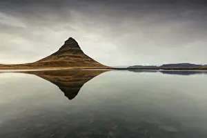 Kirkjufell Prints: Kirkjufell Mountain reflects itself on the Atlantic waters in Snaefellsnes peninsula