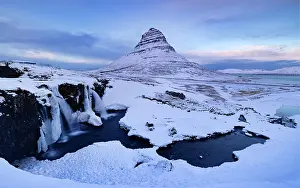 Kirkjufell Prints: Kirkjufellsfoss waterfall, Snaefellsnes peninsula, Vesturland region, Iceland