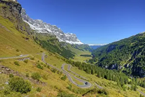 Klausenpass road with Ortstock mountain and Urnerboden at fall, Glarus, Switzerland