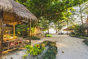 Ko Lipe, Satun Province, Thailand. Bamboo bungalows on the beachfront