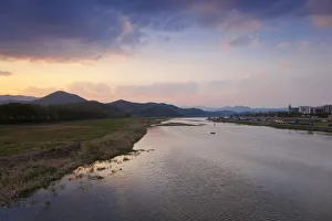 Korea, Gyeongsangbuk-do, Gyeongju, Hyeongangang River and Gyeongju city