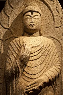 Korea, Gyeongsangbuk-do, Gyeongju, Gyeongju musuem, Bhudda from Mt Namsan