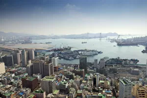 Images Dated 24th June 2011: Korea, Gyeongsangnam-do, Busan, View of harbour from Busan Tower