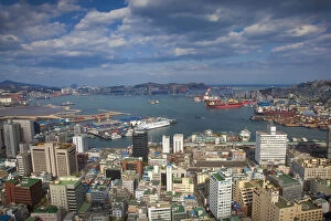 Images Dated 24th June 2011: Korea, Gyeongsangnam-do, Busan, View of harbour from Busan Tower