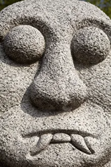 Korea, Seoul, Gyeongbokgung Palace, National Folk museum of Korea, Stone carved face