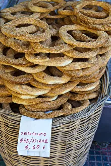 Stall Prints: Koulouria (Greek Sesame Bread Rings), Syntagma, Athens, Greece