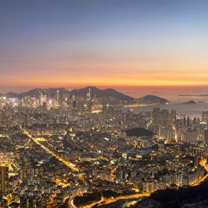 Kowloon and Hong Kong Island at sunset, Hong Kong