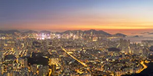 Kowloon and Hong Kong Island at sunset, Hong Kong