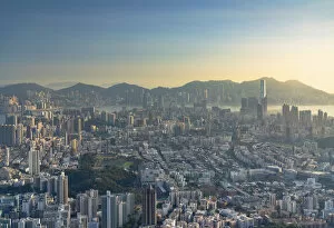 Images Dated 19th March 2020: Kowloon and Hong Kong Island at sunset, Hong Kong