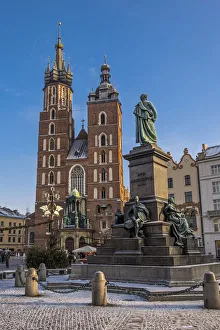 Krakow Prints: Krakow, Poland, North East Europe. St. Mary Basilica in the Market square