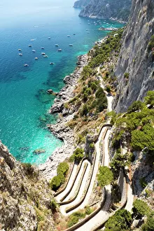 Steep Prints: Via Krupp hairpin footpath on the coast of Capri island