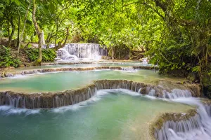 Kuang Si Falls (Tat Kuang Si) Waterfall, Louangphabang Province, Laos (MR)