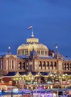 Nightfall Prints: Kurhaus of Scheveningen at twilight, The Hague, South Holland, The Netherlands
