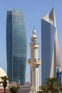 World Destinations Prints: Kuwait, Kuwait City, City center buildings on the right is El Hamra building, a buisness