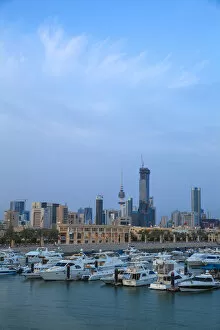 Images Dated 11th June 2013: Kuwait, Kuwait City, City view from Souk Shark Shopping Center and Marina