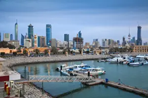 Kuwait, Kuwait City, City view from Souk Shark Shopping Center and Marina