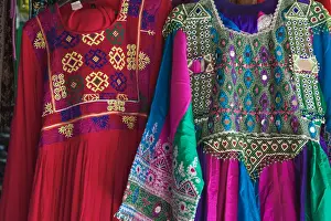 World Destinations Prints: Kuwait, Kuwait City, Embroidered Dresses Embroidered, Dress at Souk Marbarakia