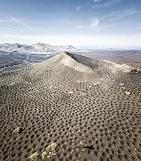 La Geria volcanic landscape with vineyards, Lanzarote, Canary Islands, Spain