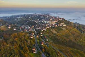Borgo Prints: La Morra at sunrise, Cuneo, Langhe e Roero, Piedmont, Italy