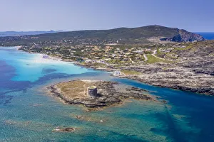 Transparent Prints: La Pelosa Beach and Tower of the Falcon in Stintino, Sassari, Sardinia, Italy