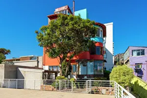 Built Structure Prints: La Sebastiana Museo de Pablo Neruda in Valparaiso on sunny day