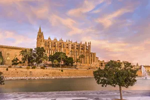 La Seu Cathedral and Parc de la Mar in Palma de Mallorca, Mallorca, Spain La Seu Cathedral and Parc de la Mar in Palma de Mallorca, Mallorca, Spain
