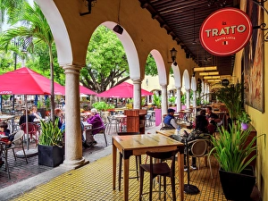Al Fresco Prints: La Tratto Restaurant at the Santa Lucia Park, Merida, Yucatan State, Mexico