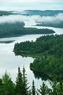 Morning Fog Prints: Lac Wapizagonke in morning fog from the lookout called Le Passage'