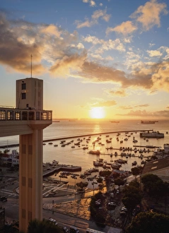 Lacerda Elevator at sunset, Salvador, State of Bahia, Brazil
