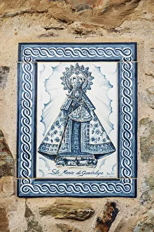 Virgin Mary Prints: Our Lady of Guadalupe in Extremadura icon on tile, Guadalupe, Extremadura, Spain
