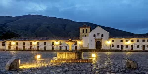 Images Dated 7th December 2018: Our Lady of the Rosary Church at dawn, Plaza Mayor, Villa de Leyva, Boyaca Department