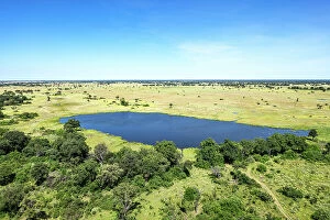 Images Dated 13th April 2023: Lagoon Aerial, Okavango Delta, Botswana