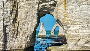 Normandy Prints: L'Aiguille (The Needle) and Porte d'Aval Arch, Etretat, Normandy, France