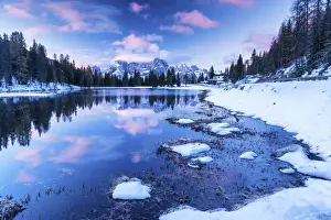 Lake Antorno in Winter, Dolomites, South Tyrol, Italy