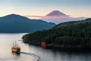 Torii Gate Prints: Lake Ashinoko and Mt. Fuji, Hakone, Kanagawa Prefecture, Japan