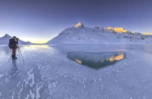 Canton Graubunden Prints: Lake Bianco, Bernina. Canton of Graubunden. Engadine. Switzerland. Europe