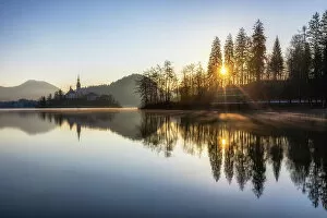 Images Dated 23rd August 2022: Lake Bled at sunrise, Bled, Slovenia