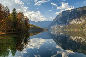 Waters Edge Prints: Lake Bohinj in Autumn, Triglav National Park, Slovenia