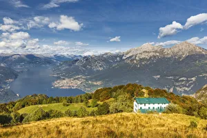 Refuges Prints: Lake Como (ramo di Lecco) and Grigna group from Sev refuge, Corni di Canzo mountains