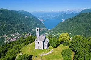 Como District Prints: Lake Como viewed from San Zeno hermitage on the top of Intelvi Valley in summer