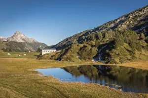 Mountain Lake Prints: Lake Kalbelesee with Biberkopf (2, 599 m), Arlberg, Warth, Vorarlberg, Austria
